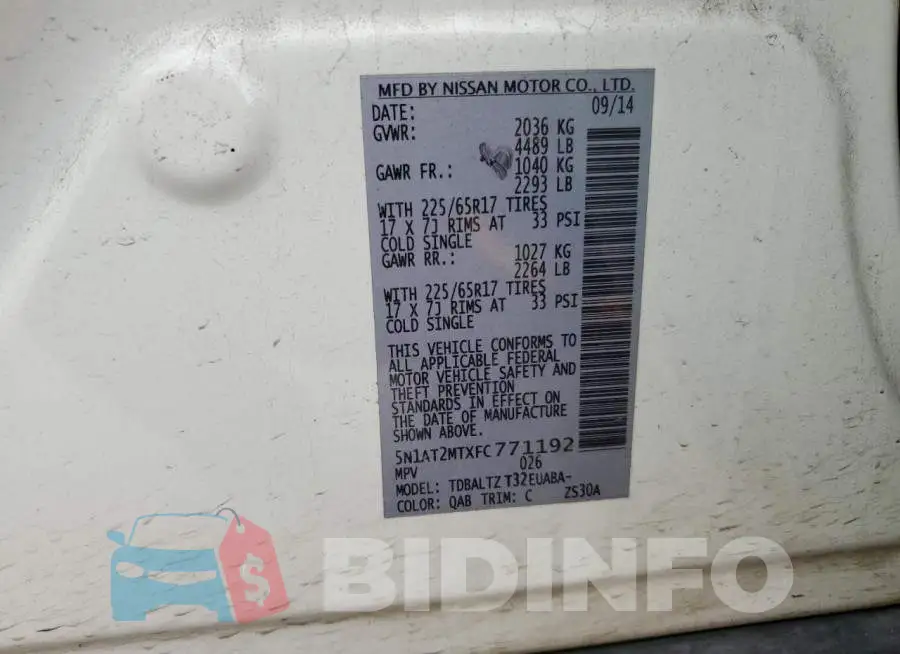 5N1AT2MTXFC771192 Photo# 12