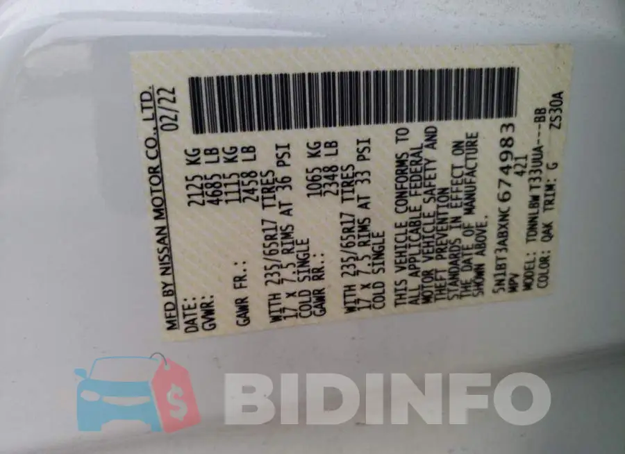 5N1BT3ABXNC674983 Photo# 13