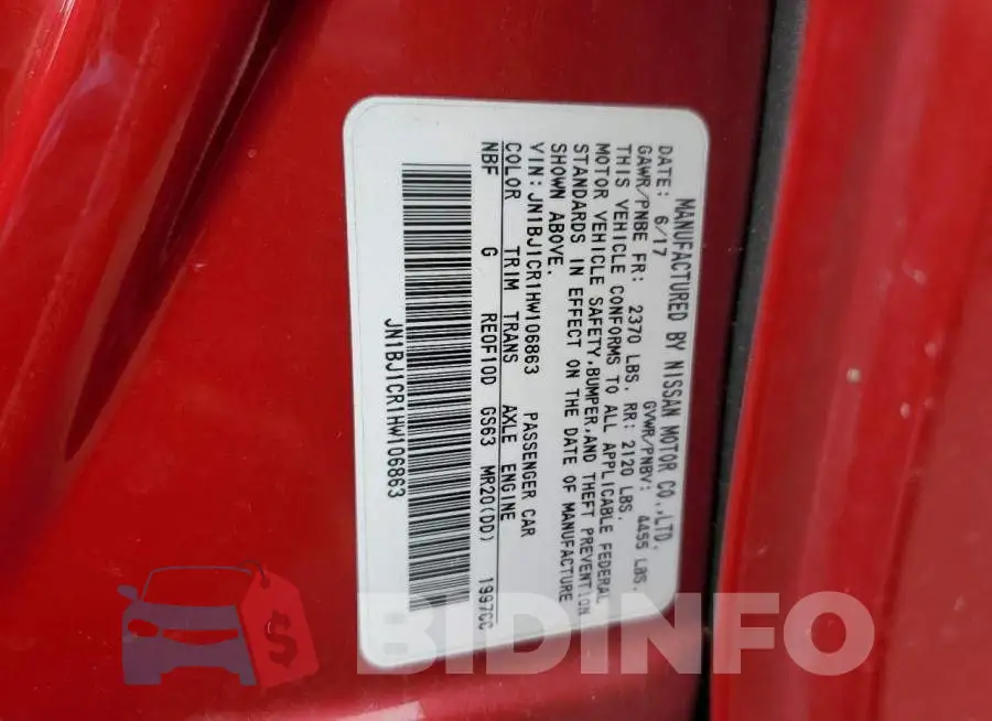 JN1BJ1CR1HW106863 Photo# 13