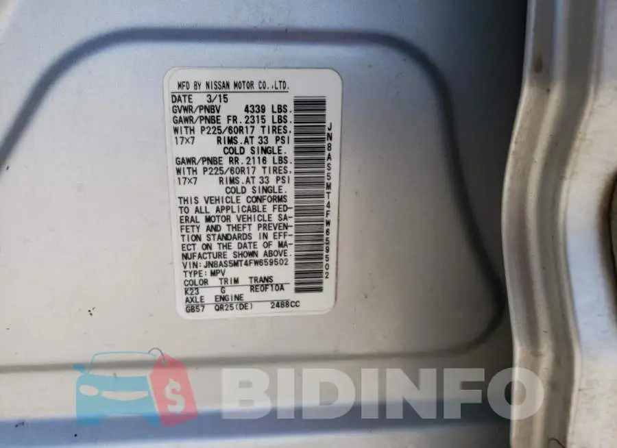 JN8AS5MT4FW659502 Photo# 12
