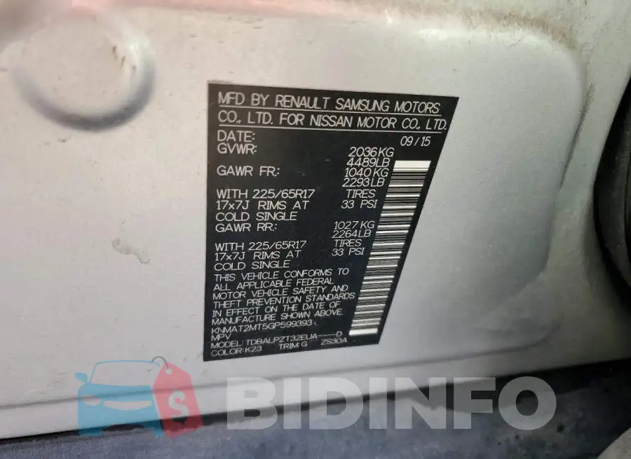 KNMAT2MT5GP599393 Photo# 14
