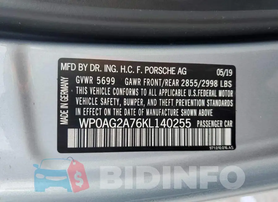 WP0AG2A76KL140255 Photo# 12