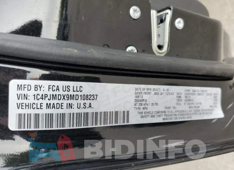 1C4PJMDX9MD108237 Photo# 13