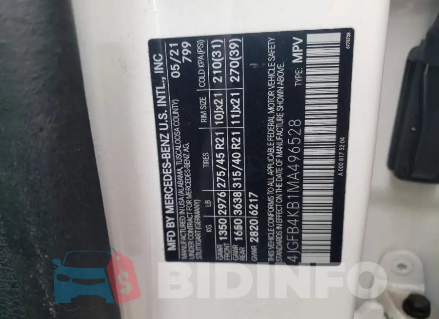 4JGFB4KB1MA496528 Photo# 13