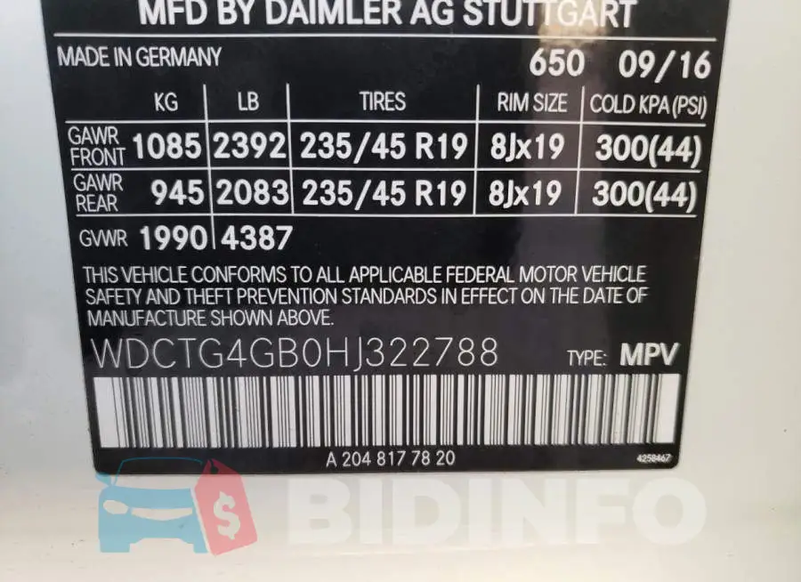 WDCTG4GB0HJ322788 Photo# 10