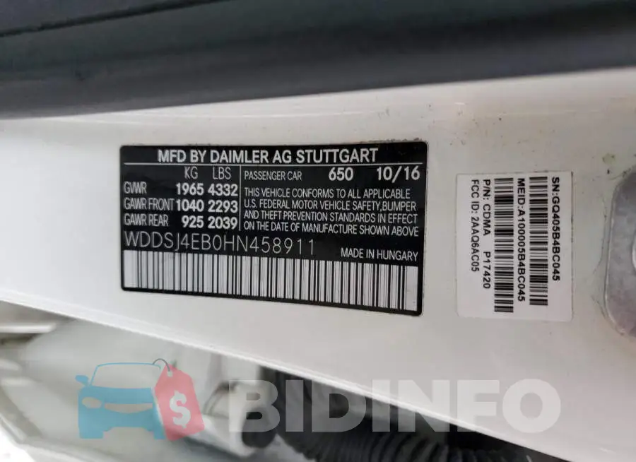 WDDSJ4EB0HN458911 Photo# 12