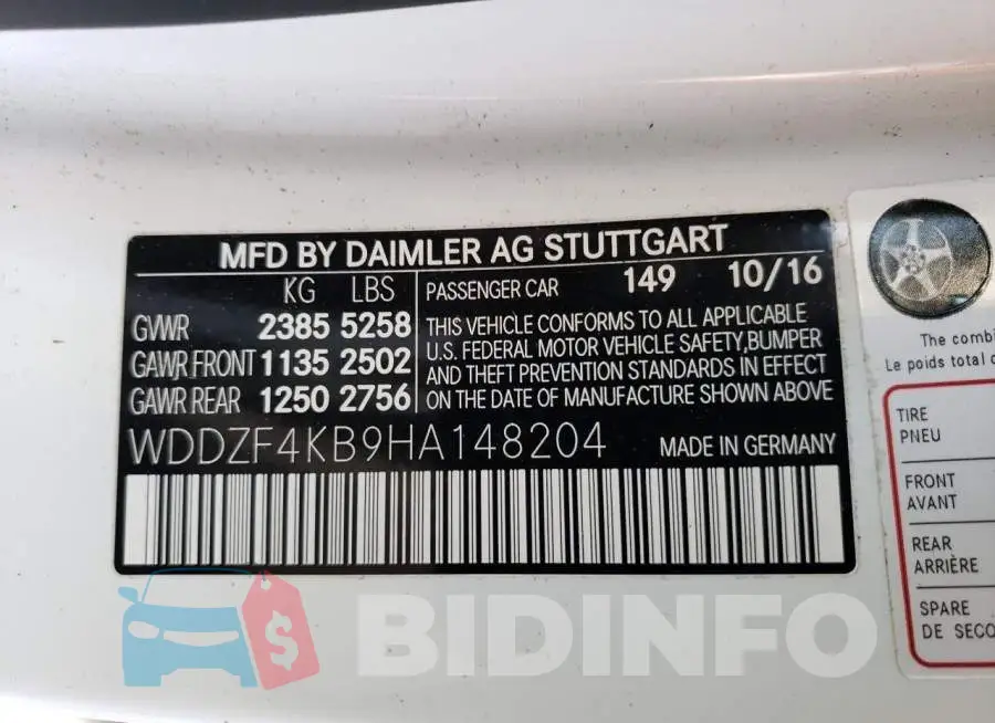 WDDZF4KB9HA148204 Photo# 12