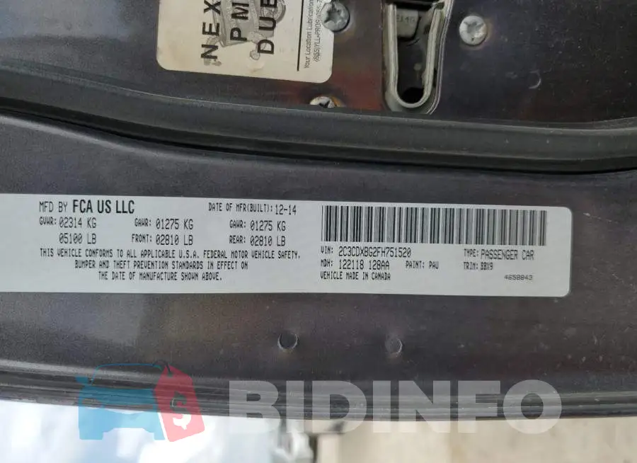 2C3CDXBG2FH751520 Photo# 12