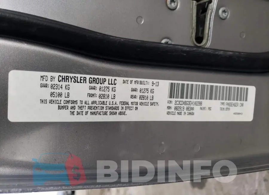 2C3CDXBG3EH102288 Photo# 12