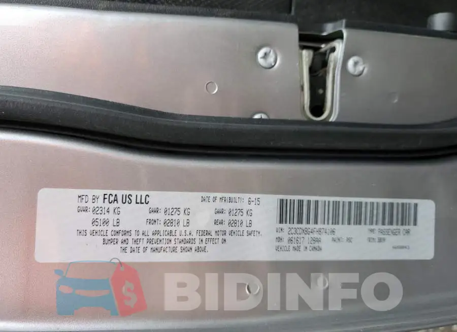 2C3CDXBG4FH874106 Photo# 12