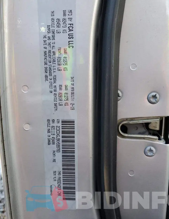 2C3CDXGJ9KH599783 Photo# 12