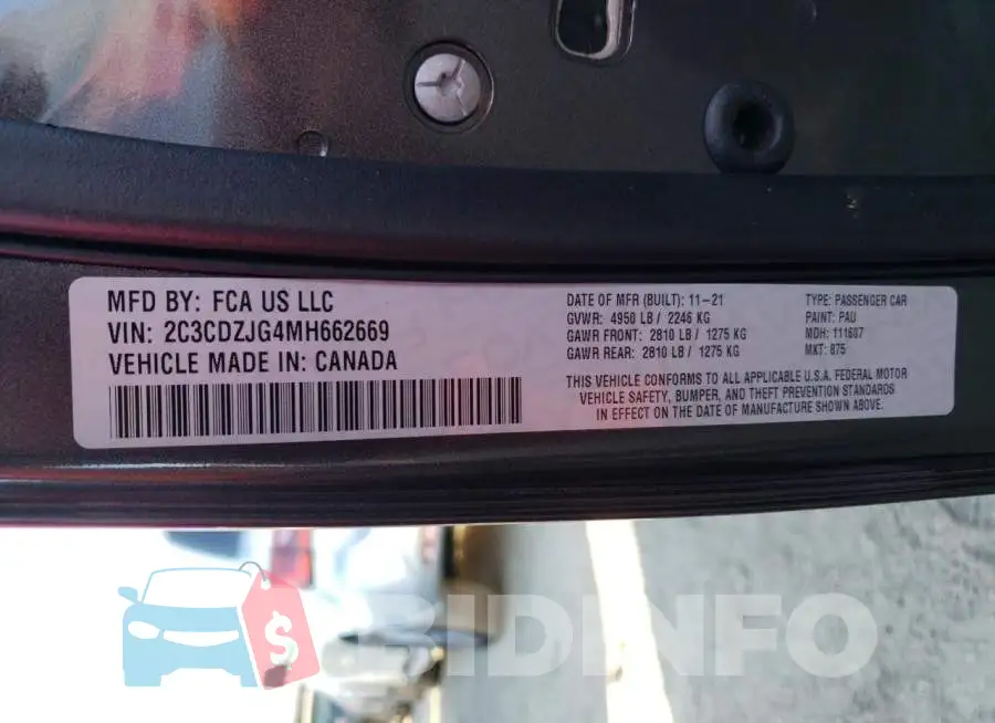 2C3CDZJG4MH662669 Photo# 12