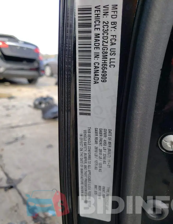 2C3CDZJG8MH664909 Photo# 13