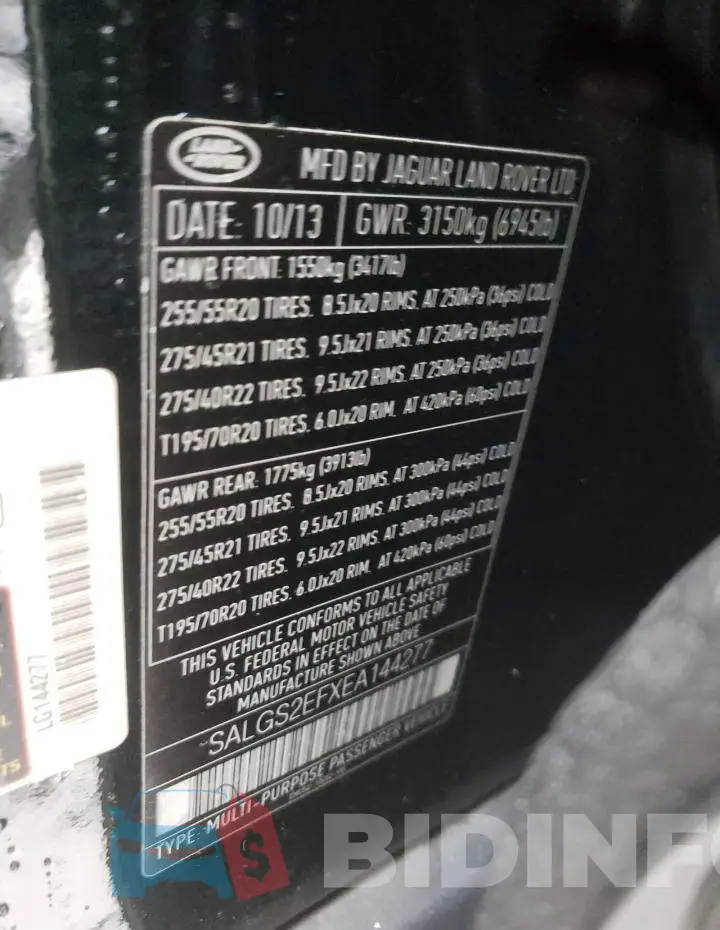 SALGS2EFXEA144277 Photo# 12