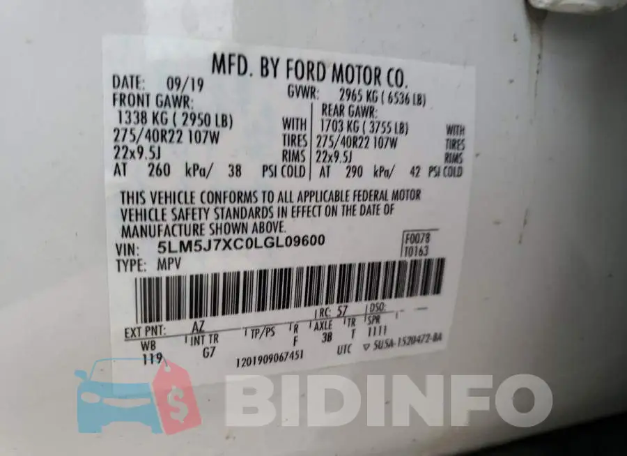 5LM5J7XC0LGL09600 Photo# 10