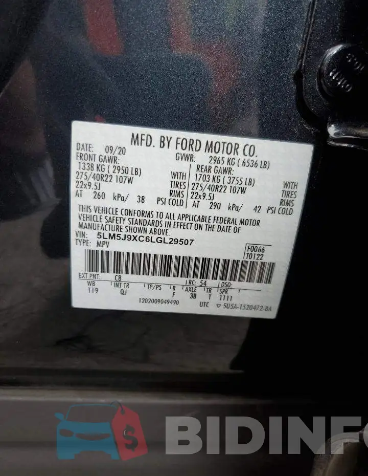 5LM5J9XC6LGL29507 Photo# 12