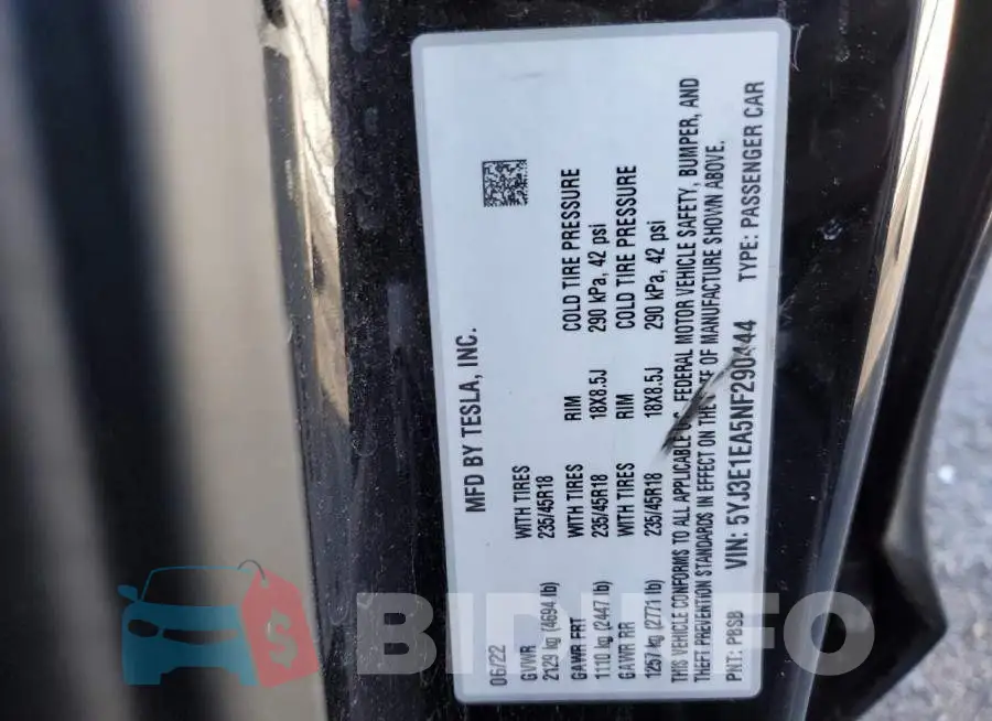 5YJ3E1EA5NF290444 Photo# 12