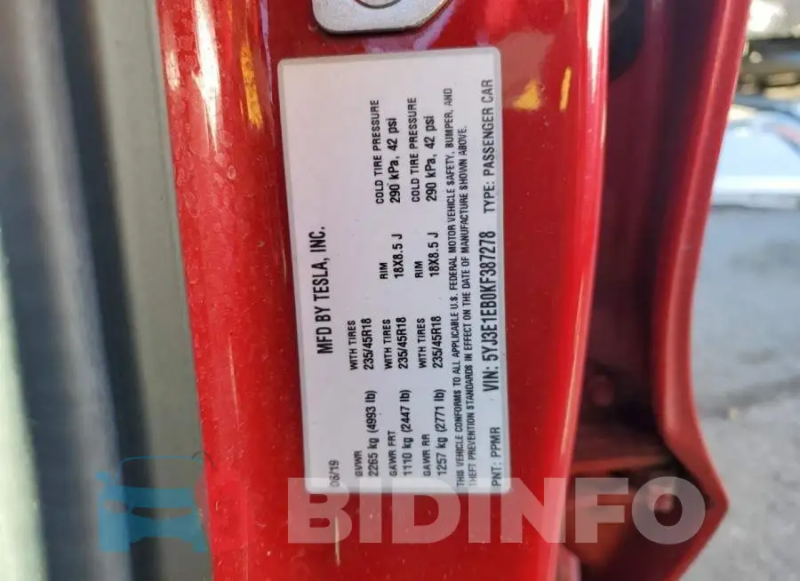 5YJ3E1EB0KF387278 Photo# 12