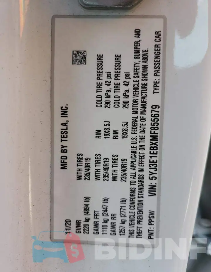 5YJ3E1EBXMF855679 Photo# 13