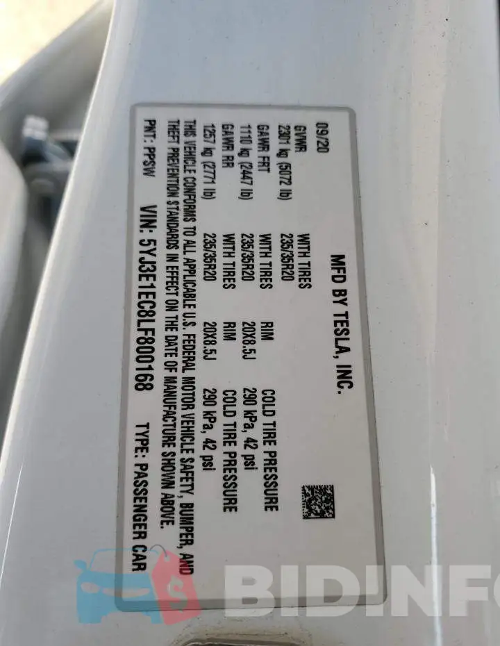 5YJ3E1EC8LF800168 Photo# 12