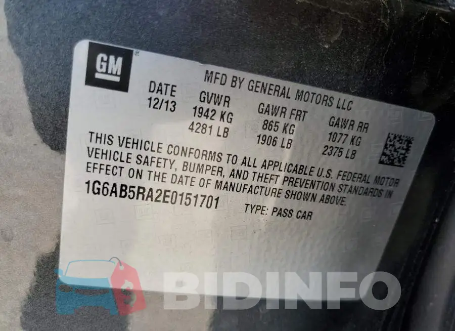 1G6AB5RA2E0151701 Photo# 12