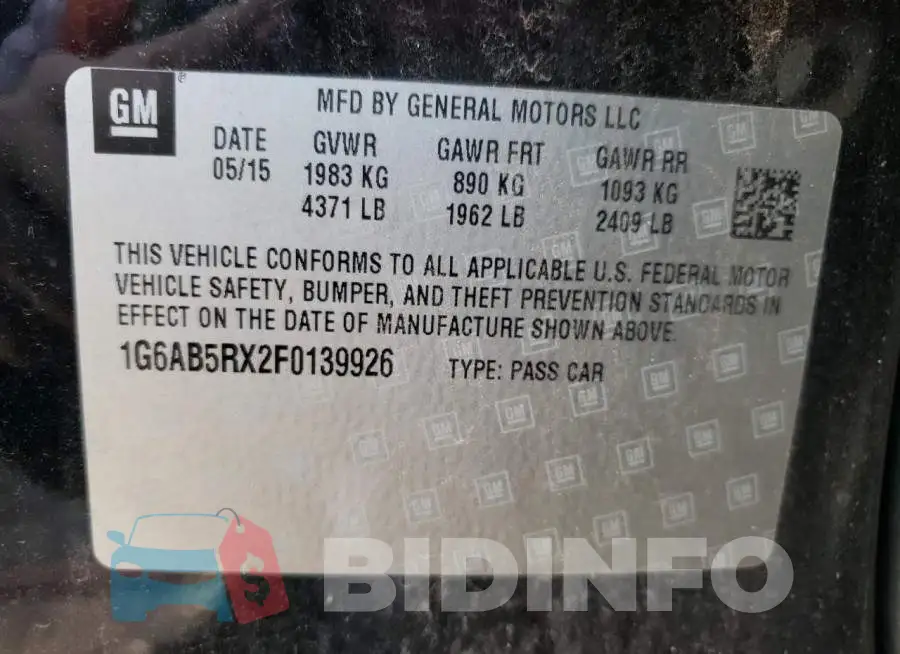 1G6AB5RX2F0139926 Photo# 12