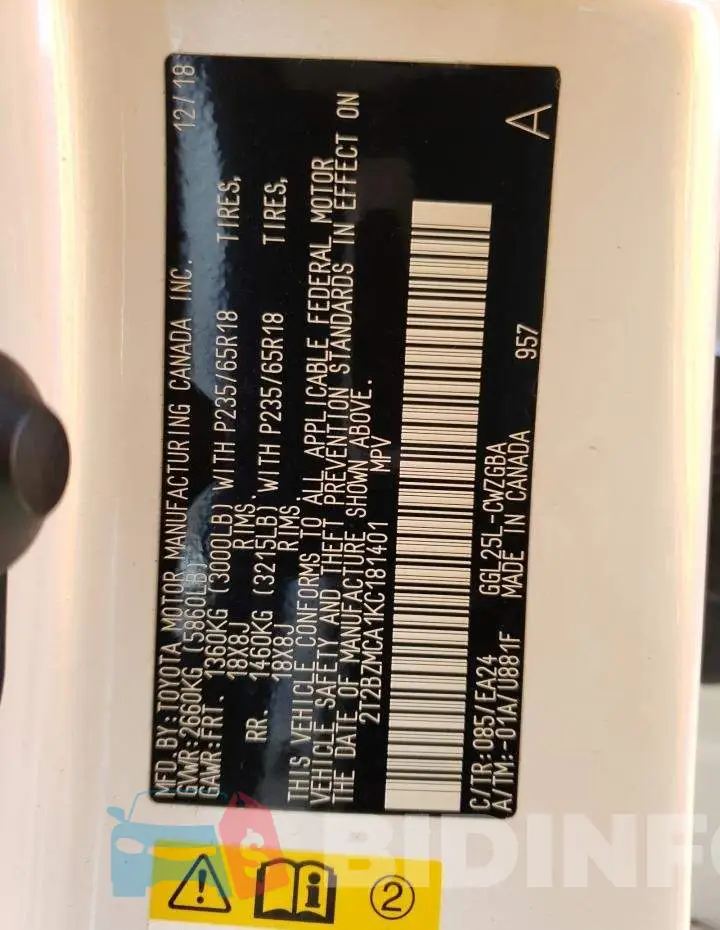 2T2BZMCA1KC181401 Photo# 13