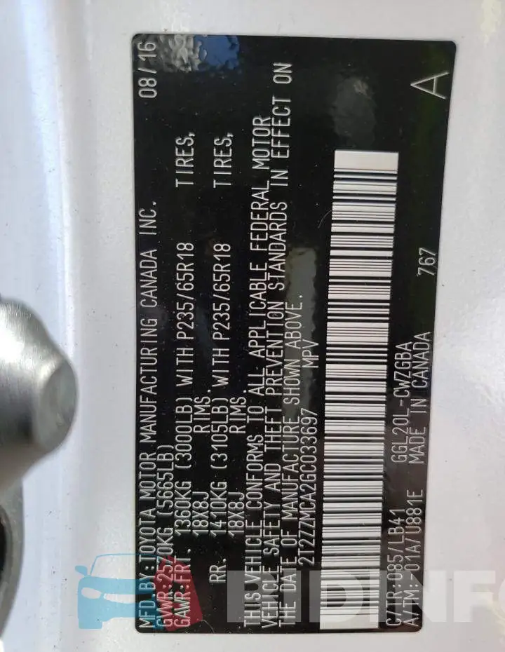 2T2ZZMCA2GC033697 Photo# 13