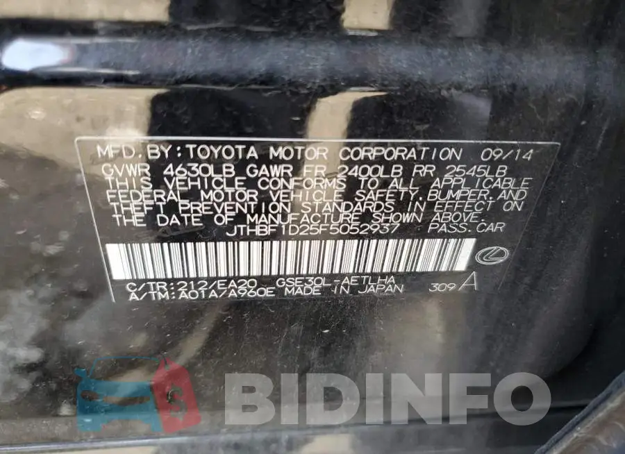 JTHBF1D25F5052937 Photo# 12