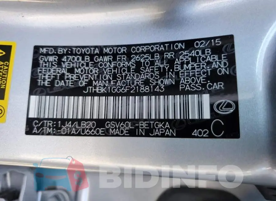 JTHBK1GG6F2188143 Photo# 12