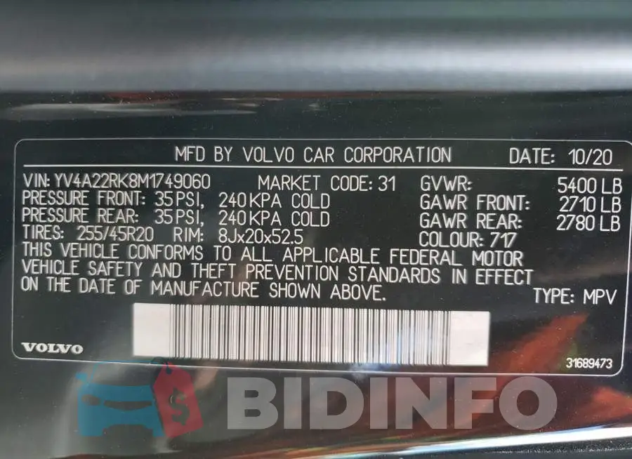 YV4A22RK8M1749060 Photo# 13