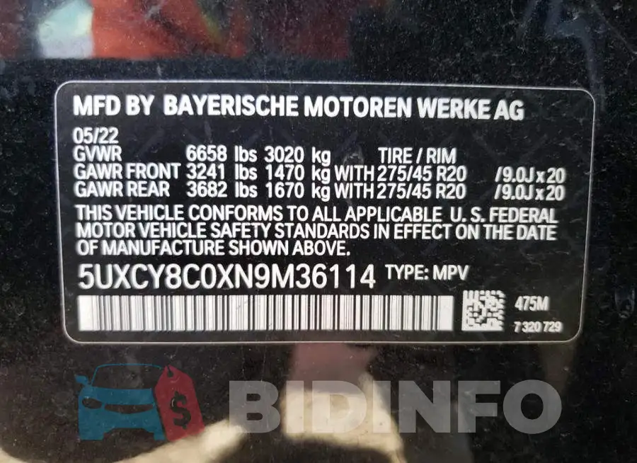 5UXCY8C0XN9M36114 Photo# 12