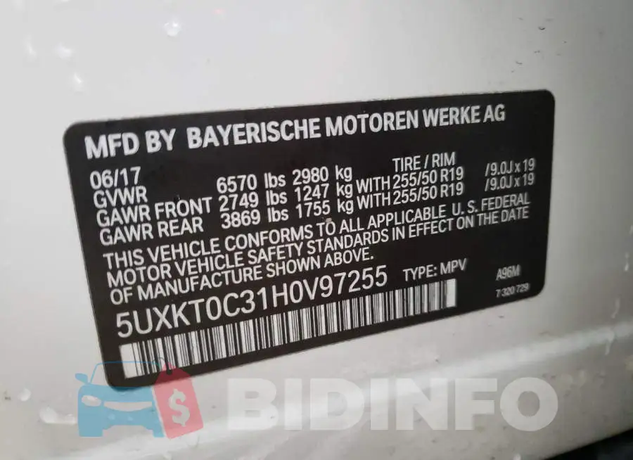 5UXKT0C31H0V97255 Photo# 13