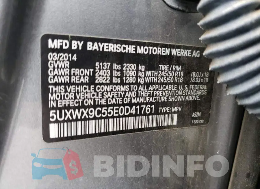5UXWX9C55E0D41761 Photo# 13