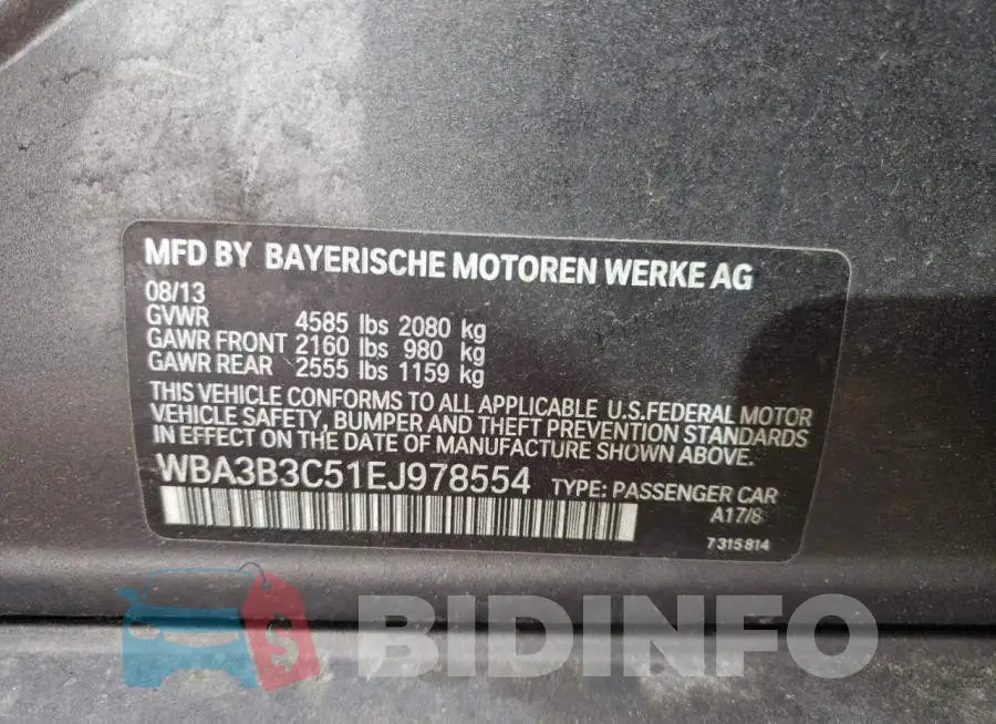 WBA3B3C51EJ978554 Photo# 12