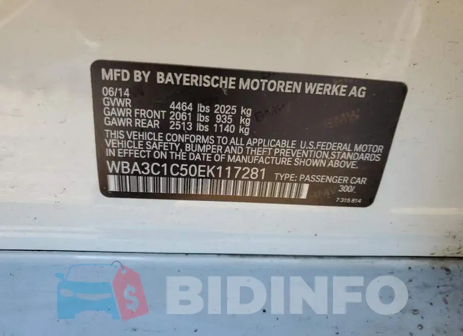 WBA3C1C50EK117281 Photo# 13