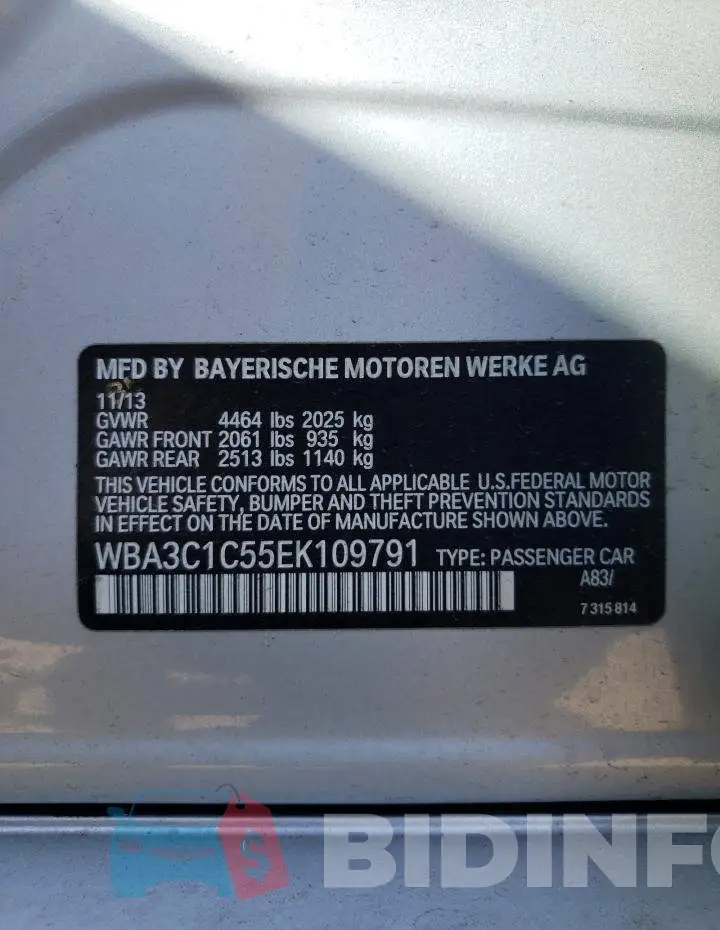 WBA3C1C55EK109791 Photo# 13