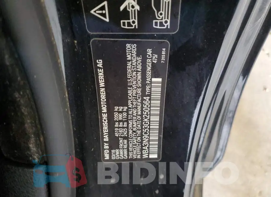 WBA3N9C53GK250564 Photo# 10
