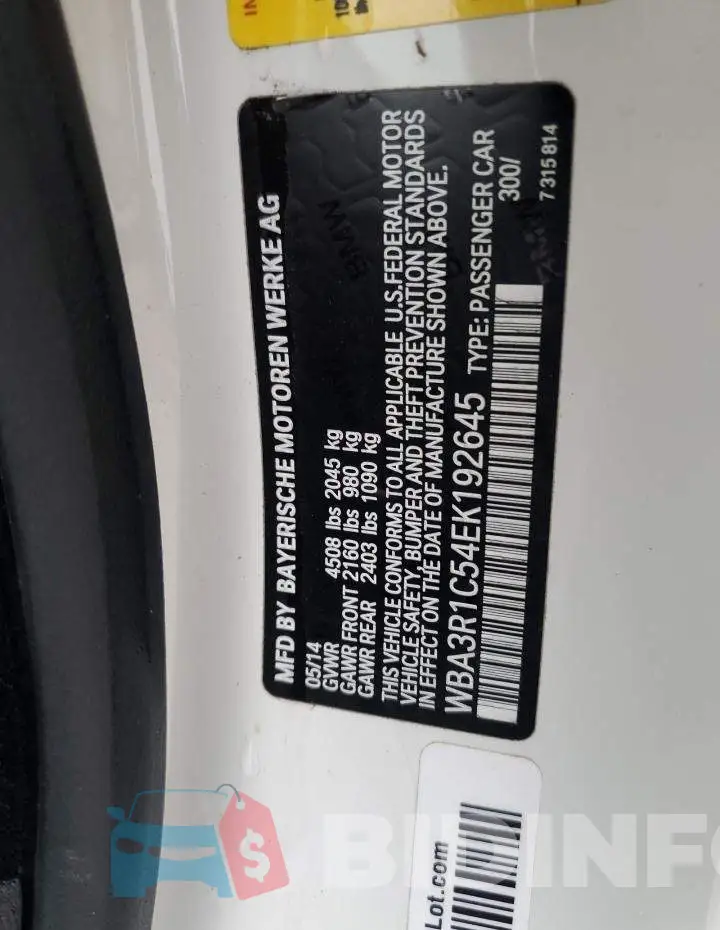 WBA3R1C54EK192645 Photo# 12