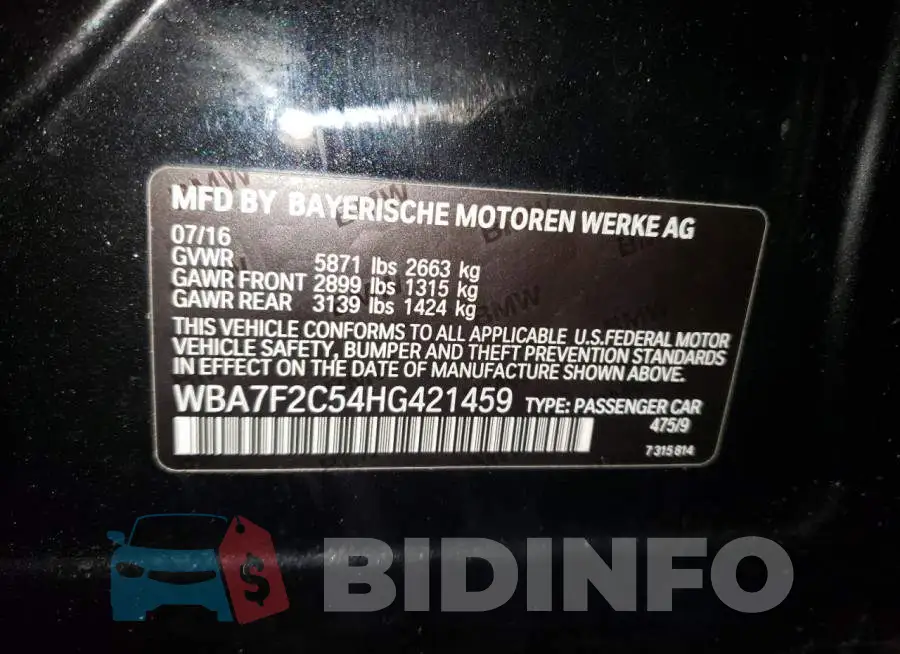 WBA7F2C54HG421459 Photo# 12