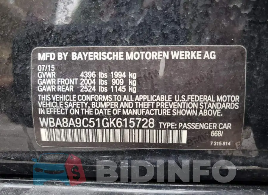 WBA8A9C51GK615728 Photo# 12