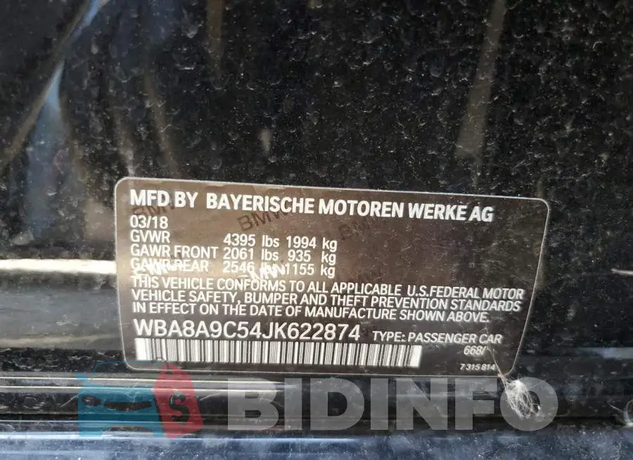 WBA8A9C54JK622874 Photo# 12