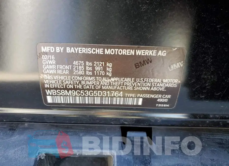 WBS8M9C53G5D31764 Photo# 12