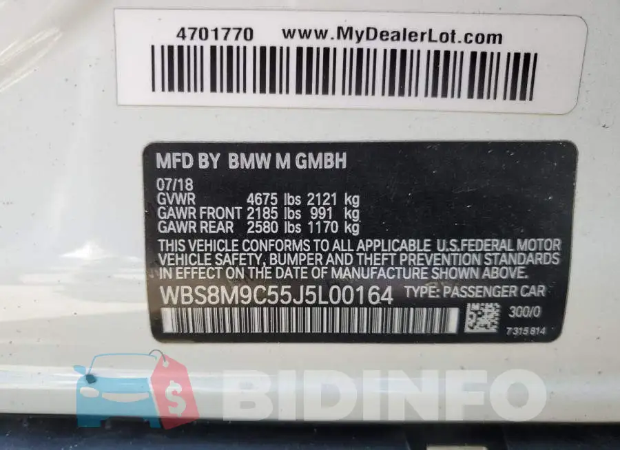 WBS8M9C55J5L00164 Photo# 12