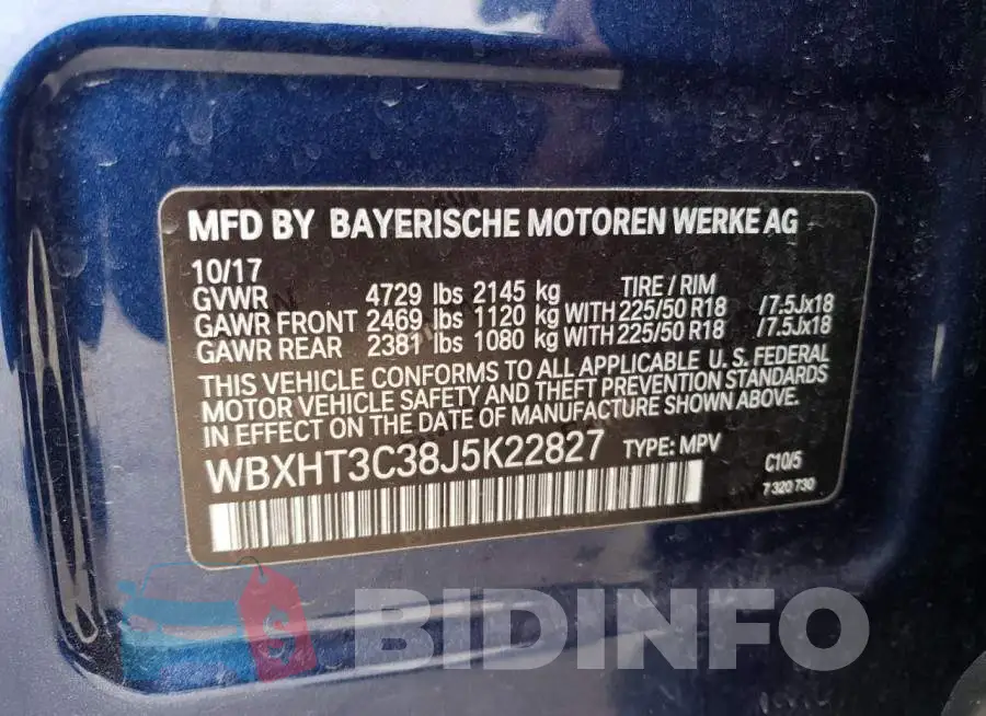 WBXHT3C38J5K22827 Photo# 12
