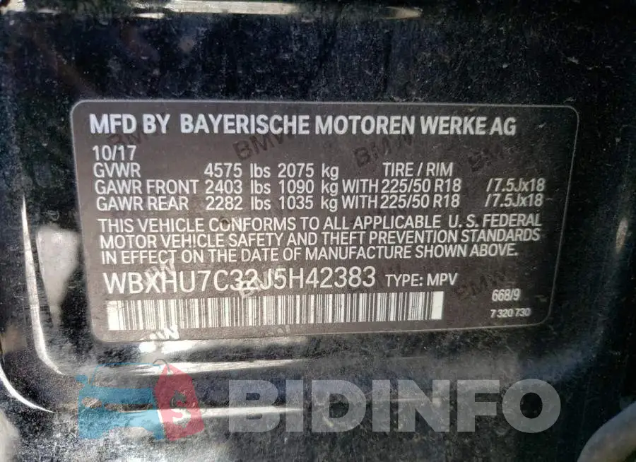 WBXHU7C32J5H42383 Photo# 14