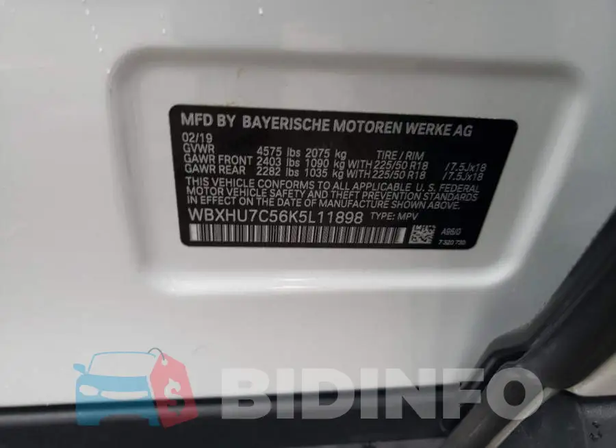 WBXHU7C56K5L11898 Photo# 13