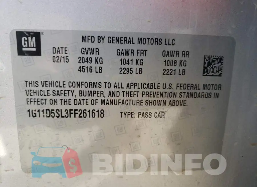 1G11D5SL3FF261618 Photo# 12