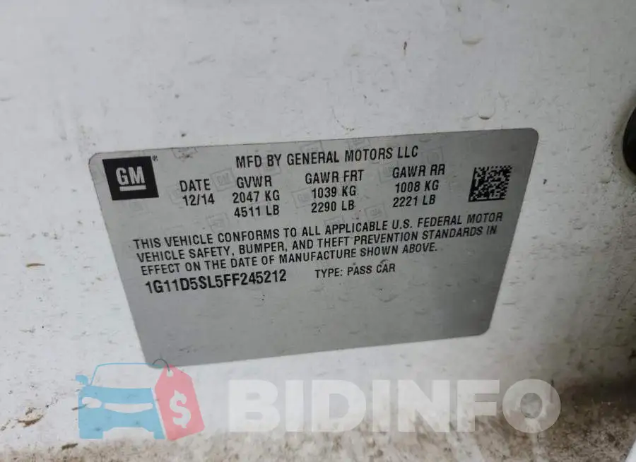 1G11D5SL5FF245212 Photo# 12
