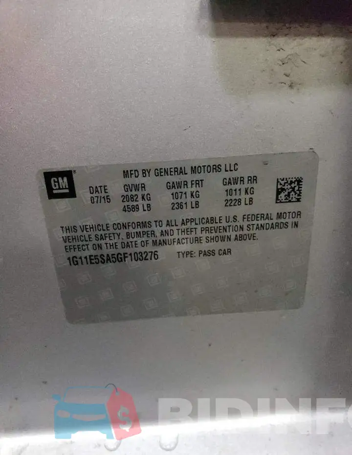 1G11E5SA5GF103276 Photo# 12